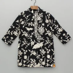 Online Stunning Embroidered Georgette Black Kurta With Pyjama BOY Indian Ethnic Wear | Ethnic Sets