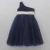 New Stunning Pearls And White Stones Embellished Navy Blue Gown Dresses & Sets | Gowns
