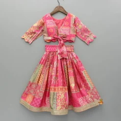 Hot Stunning Pink Raw Silk Scalloped Top And Pearly Tassels Enhanced Lehenga Ethnic Wear | Lehengas & Ghagras