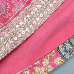 Hot Stunning Pink Raw Silk Scalloped Top And Pearly Tassels Enhanced Lehenga Ethnic Wear | Lehengas & Ghagras