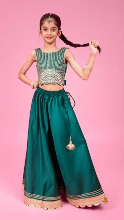 New Stunning Scalloped Hem Green Top And Lehenga Ethnic Wear | Lehengas & Ghagras