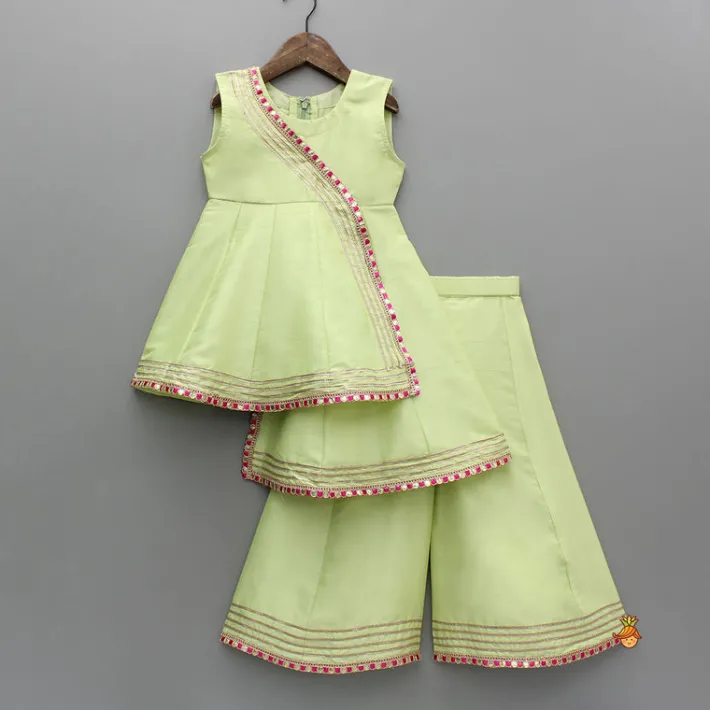 New Stylish Asymmetrical Hem Kurti And Flared Palazzo Ethnic Wear | Palazzos & Shararas