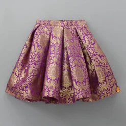 Hot Stylish Cut Out Back Purple Top And Box Pleated Brocade Lehenga Ethnic Wear | Lehengas & Ghagras
