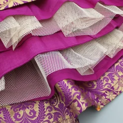 Hot Stylish Cut Out Back Purple Top And Box Pleated Brocade Lehenga Ethnic Wear | Lehengas & Ghagras