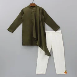 Outlet Stylish Drape Green Kurta And Pyjama BOY Indian Ethnic Wear | Ethnic Sets