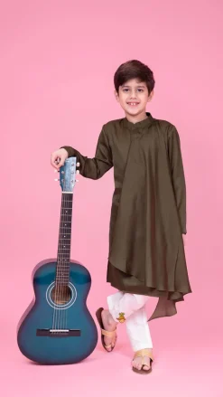 Outlet Stylish Drape Green Kurta And Pyjama BOY Indian Ethnic Wear | Ethnic Sets