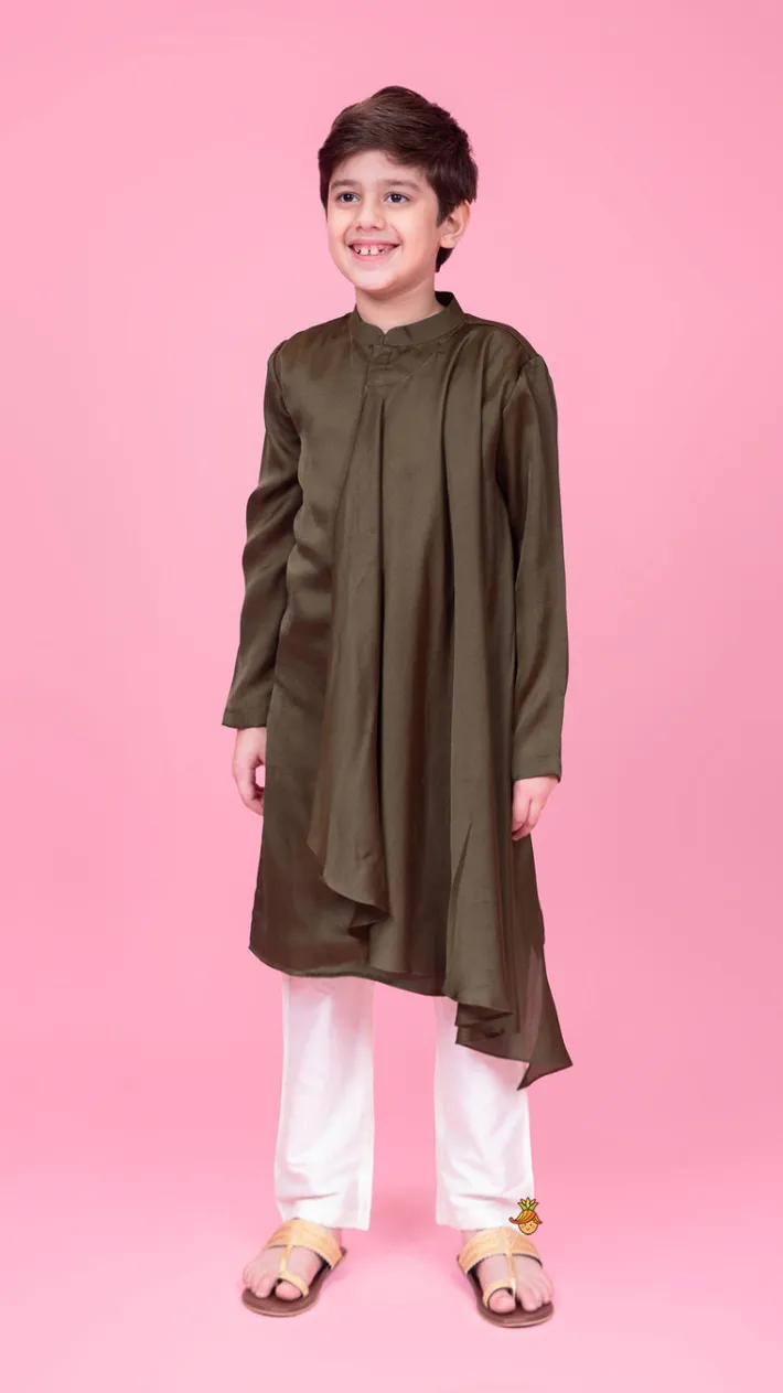 Outlet Stylish Drape Green Kurta And Pyjama BOY Indian Ethnic Wear | Ethnic Sets