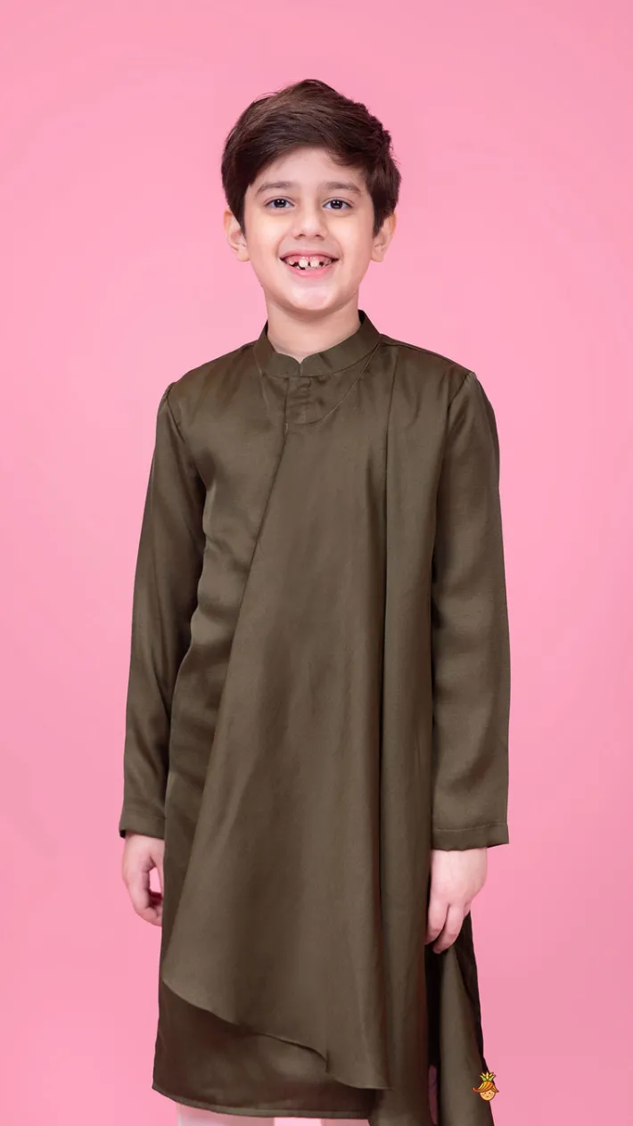 Outlet Stylish Drape Green Kurta And Pyjama BOY Indian Ethnic Wear | Ethnic Sets