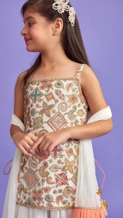 Sale Stylish Embroidered Top With Dhoti And Net Dupatta Ethnic Wear | Dhotis & Patialas