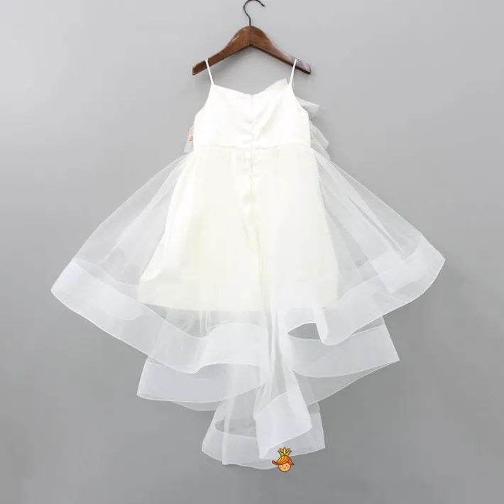 New Stylish Off White Trail Dress With Bowie Pearl String Hair Clip Dresses & Sets | Dresses