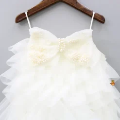 New Stylish Off White Trail Dress With Bowie Pearl String Hair Clip Dresses & Sets | Dresses