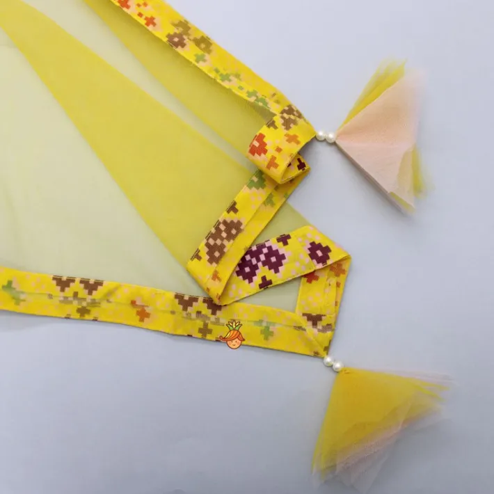 Online Stylish Patola Printed Yellow Cape Top And Asymmetric Palazzo Ethnic Wear | Palazzos & Shararas