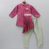 Discount Stylish Pearly Flowers Embellished Pleated Asymmetric Kurta And Churidar BOY Indian Ethnic Wear | Ethnic Sets