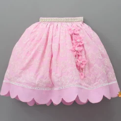 Fashion Stylish Pink Top And Thread Embroidered Lehenga With Matching Dupatta Twinning Sets | Ethnic Wear