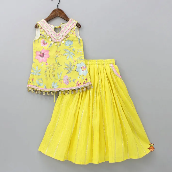 Fashion Stylish Printed Kurti And Flared Lehenga Ethnic Wear | Lehengas & Ghagras