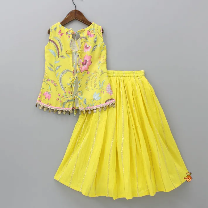 Fashion Stylish Printed Kurti And Flared Lehenga Ethnic Wear | Lehengas & Ghagras