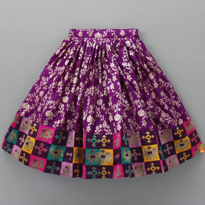 Outlet Stylish Purple Top And Brocade Lehenga Ethnic Wear | Lehengas & Ghagras