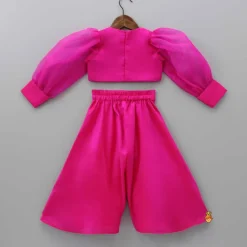 New Stylish Round Neck Pink Top With Palazzo And Dupatta Ethnic Wear | Palazzos & Shararas