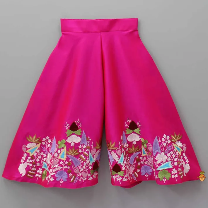 New Stylish Round Neck Pink Top With Palazzo And Dupatta Ethnic Wear | Palazzos & Shararas