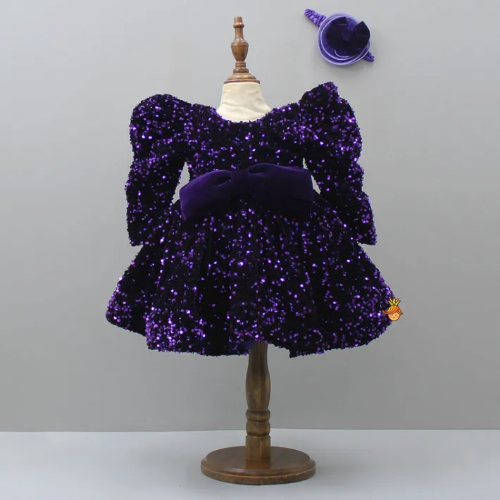 Clearance Stylish Sleeves Exquisite Purple Dress With Head Band Dresses & Sets | Dresses