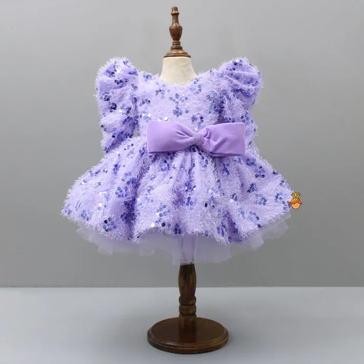 Fashion Stylish Sleeves Exquisite Lavender Fur Dress With Head Band Dresses & Sets | Dresses