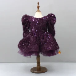 Best Stylish Sleeves Exquisite Wine Dress With Hair Clip Dresses & Sets | Dresses