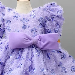 Fashion Stylish Sleeves Exquisite Lavender Fur Dress With Head Band Dresses & Sets | Dresses