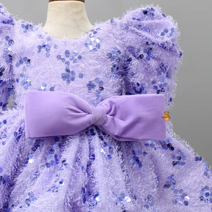 Fashion Stylish Sleeves Exquisite Lavender Fur Dress With Head Band Dresses & Sets | Dresses