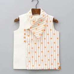 Online Stylish Stripes And Dots Printed Jacket BOY Indian Ethnic Wear | Ethnic Jackets