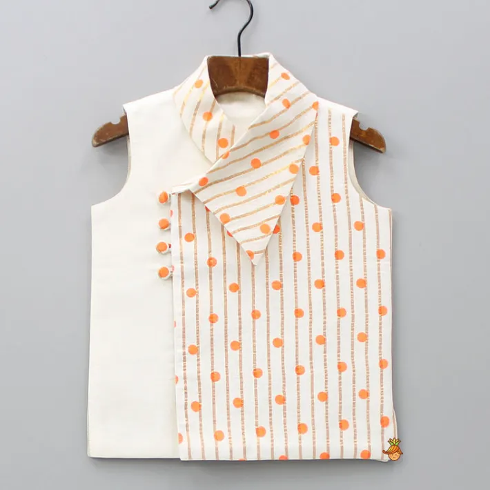 Online Stylish Stripes And Dots Printed Jacket BOY Indian Ethnic Wear | Ethnic Jackets