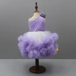 Fashion Swirl Flower Adorned One Shoulder Lavender Dress With Detachable Trail Dresses & Sets | Dresses