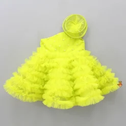 Discount Swirl Frilled One Shoulder Lime Green Dress Dresses & Sets | Dresses