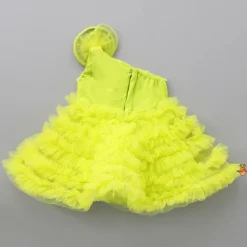 Clearance Swirl Frilled One Shoulder Lime Green Dress Dresses & Sets | Dresses