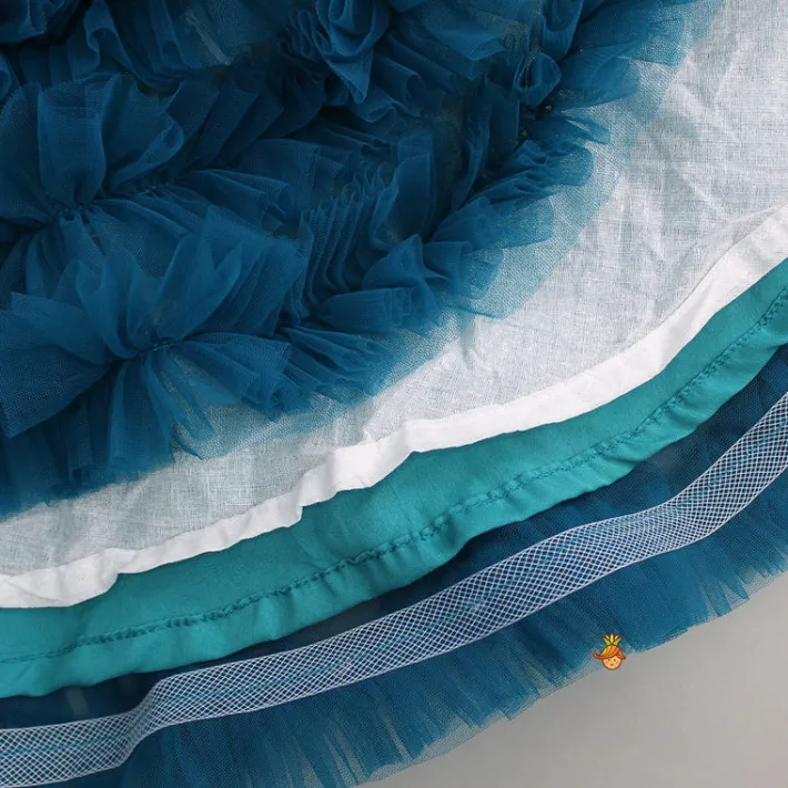 Best Swirl Ruffled Teal Blue One Shoulder Dress Dresses & Sets | Dresses