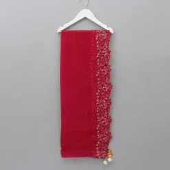 Best Tassels Enhanced Pink Organza Dupatta Ethnic Wear