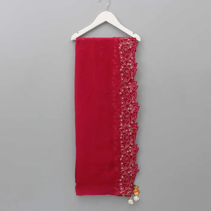 Best Tassels Enhanced Pink Organza Dupatta Ethnic Wear