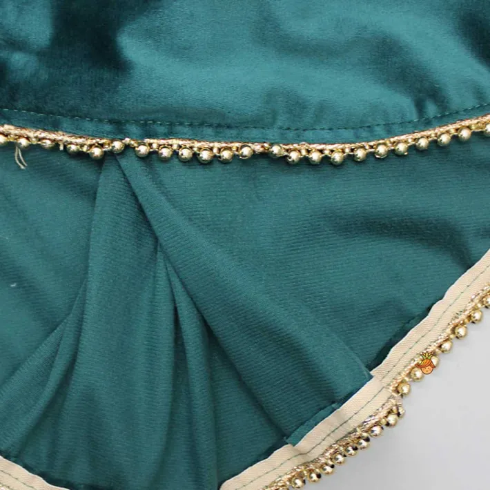 Online Teal Green Pearls Lace Work Velvet Kurti And Salwar Ethnic Wear | Churidars & Salwars