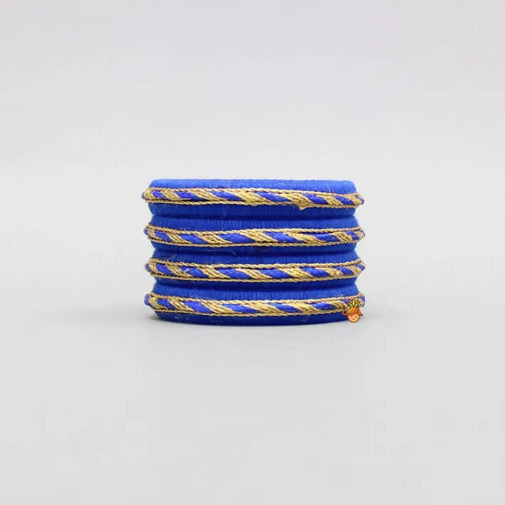 Fashion Thread And Lace Detailed Blue Bangles Set Bangles