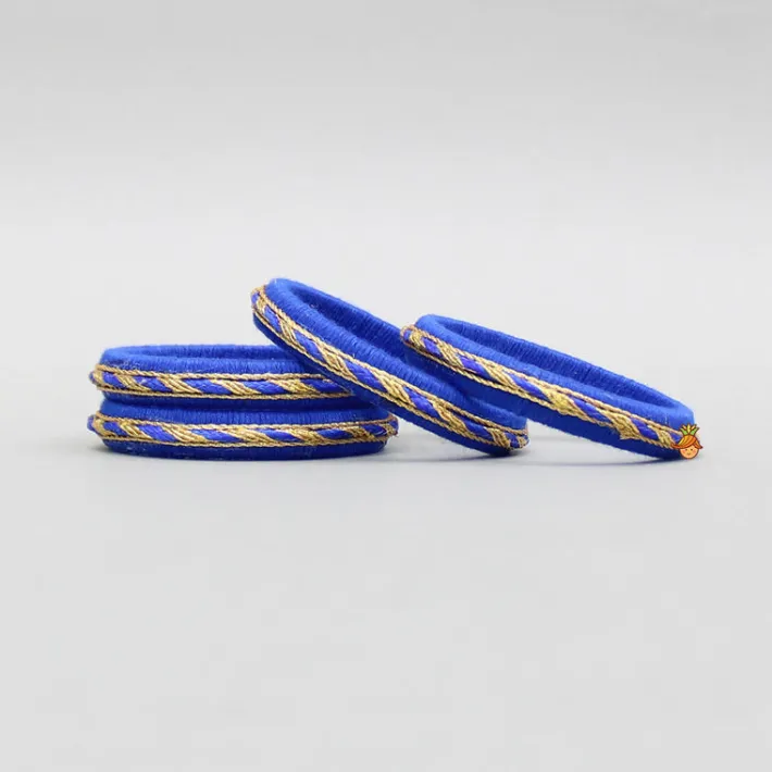 Fashion Thread And Lace Detailed Blue Bangles Set Bangles