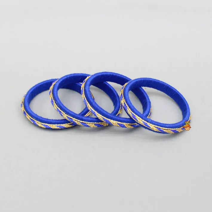 Fashion Thread And Lace Detailed Blue Bangles Set Bangles