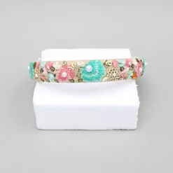 Discount Thread Embroidered And Embellished Beige Hairband Hair Accessories | Hair Bands