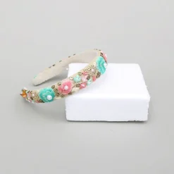 Discount Thread Embroidered And Embellished Beige Hairband Hair Accessories | Hair Bands