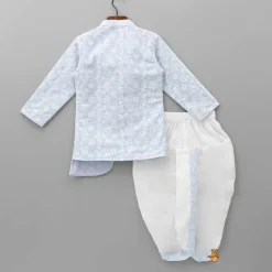Sale Thread Embroidered Asymmetric Blue Kurta And Dhoti BOY Indian Ethnic Wear | Ethnic Sets