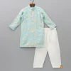 Fashion Thread Embroidered Blue Kurta And Pyjama BOY Indian Ethnic Wear | Ethnic Sets