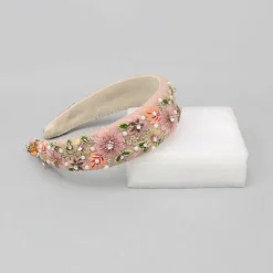 Sale Thread Embroidered Pink Net Hair Band Hair Accessories | Hair Bands