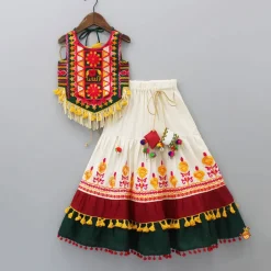 Discount Thread Embroidered Stylish Halter Neck Top And Lehenga Ethnic Wear | Lehengas & Ghagras