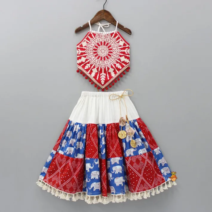 Discount Thread Embroidered Stylish Hem Top And Lehenga Ethnic Wear | Lehengas & Ghagras