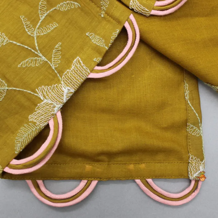 Clearance Thread Embroidered Tie Up Strap Kurti And Palazzo With Dupatta Ethnic Wear | Palazzos & Shararas