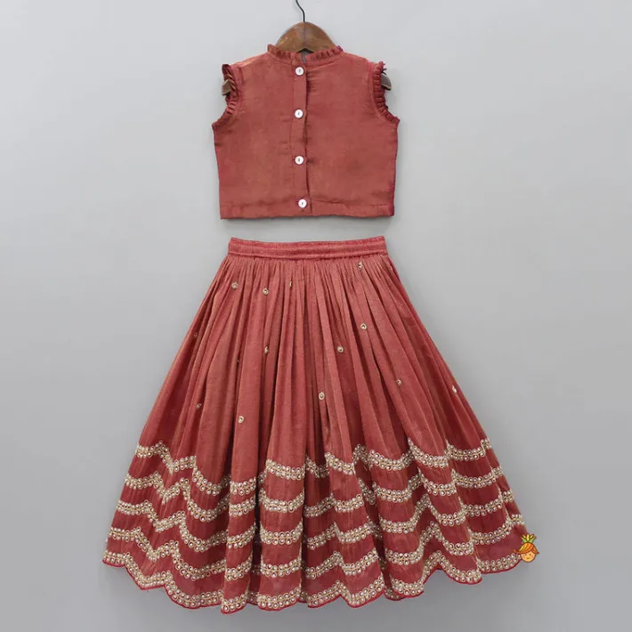 Discount Thread Embroidered Top And Pleated Lehenga Ethnic Wear | Lehengas & Ghagras