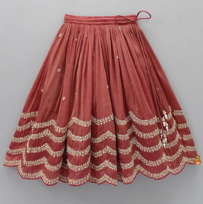 Discount Thread Embroidered Top And Pleated Lehenga Ethnic Wear | Lehengas & Ghagras